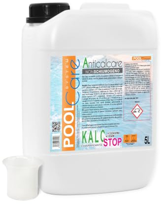 Pool Care KALC STOP + Dosatore, Anticalcare Concentrato, per Piscina - 5 LT | Sequestrante del Calcare e del Ferro, Ideale per la gestione dell'acqua di Piscina