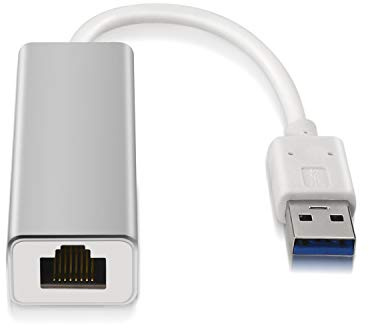 AISENS A106-0049 - Conversor Adaptador de Red RJ45 a USB 3 (15 cm, 10/100/1000 Mbps para PC y Portátiles) Color Plata