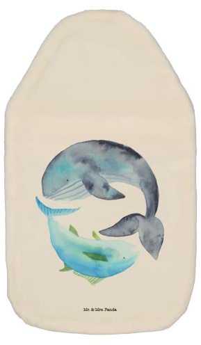 Mr. & Mrs. Panda Wärmflasche Walfisch Thunfisch - Geschenk, Tiermotive, Kinderwärmflasche, Flachwitz Geschenk, Kleine Wärmflasche, Tunfisch, Spruch