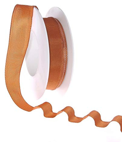 Taftband mit Drahtkante - Kupfer - schmal - Geschenkband - Dekoband - Schleifenband - ca. 25 mm Breite - 25 m Länge - 3330-25-25-543