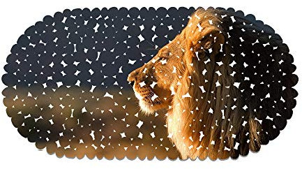 rutschfeste Badematte - PVC-Badewannenmatte Duschteppich Mit Leistungsstarken Saugnäpfen Massagefunktion Löwe 70x35cm (Style 03)