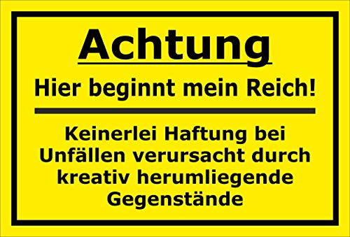 Melis-Folienwerkstatt MelisFun Achtung - Hier beginnt Mein Reich - lustiges Schild Geschenk-Idee Scherz-Artikel
