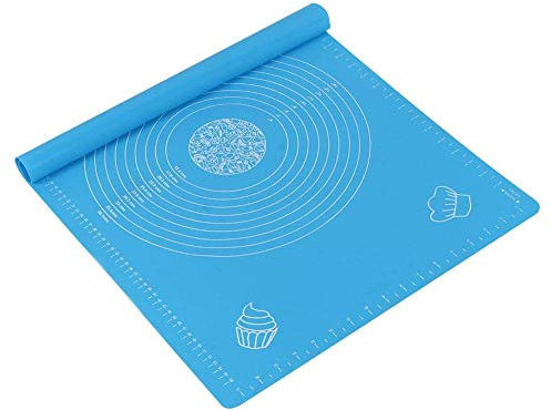 Estera de silicona para repostería Estera antiadherente y grande para hornear con medición y círculos para hacer macarrones con masa para hacer esteras grandes para repostería Estera (Azul)
