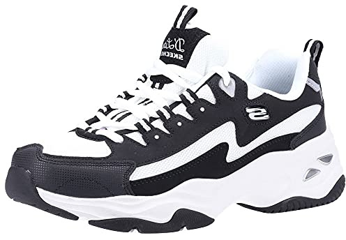 Skechers D'LITES 4.0, Zapatillas para Mujer, Black Leather/White Mesh/Trim, 38 EU