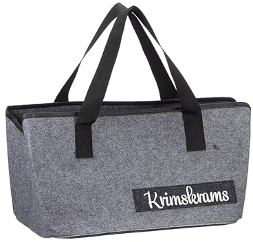 MC Trend filtväska för förvaring med roliga talesätt shoppingväska väska shoppingväska av filt, Grå - Krimskrams, 40 x 26.5 x 21 cm