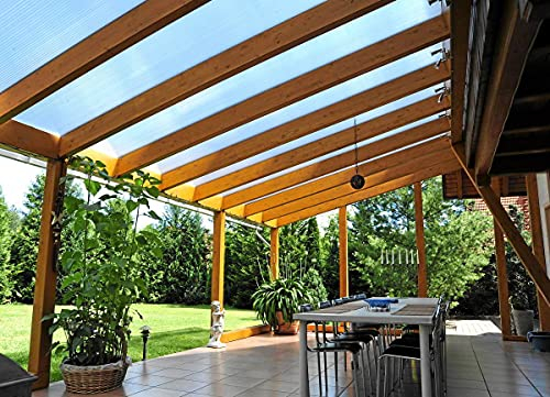 Terrassendach Terrassenüberdachung Carport Komplettset ECO Polycarbonat 16mm klar 3500mmx3090mm (TxB)