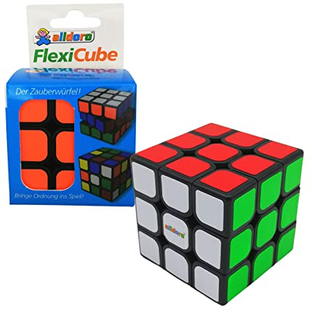 alldoro 60338 Flexi Cube Zauberwürfel, 3D Magic Puzzle, 3x3 Speedcube Fingerspielzeug, für Kinder und Erwachsene, 5,5 cm, eckig, bunt