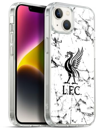 Head Case Designs Offizielle Liverpool Football Club Liver Bird Schwarz Marmor Gelhülle [Militärischer Schutzgrad] Kompatibel Mit Apple iPhone 14 Plus Und Kompatibel Mit MagSafe