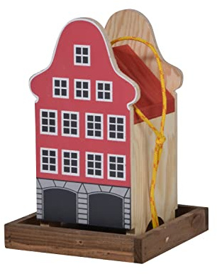 dobar® Green Label Rothenburg 27060FSCe Colourful Bird Feeder House Hanging - Small Bird Villa Multiplex Wood - Bird Feeder with Feeding Silo - Bird House for Hanging - 19 x 19 x 30 cm - Pink