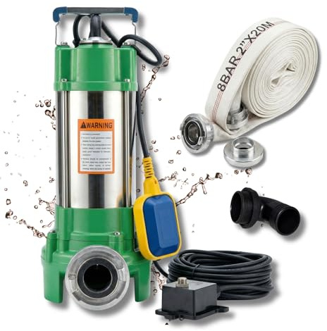 CHM GmbH® Profi Fäkalienpumpe Schmutzwasserpumpe V550 11000 L/h (Profi Fäkalienpumpe mit 20m 2 C-Schlauch)