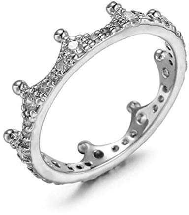 XINGNIAO Arbetar du 3 färger 925 sterling silverring förtrollad kronring med klar CZ för kvinnor engagemang smycken runt