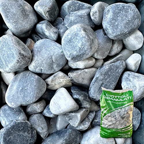 Sassi Decorativi per Giardino Ciottoli per Esterno Colore Ice Blue Ganulometria 25-40mm Confezione 25kg