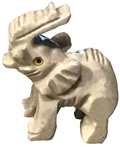 Steinfixx® - Speckstein Figur Elefant Taru | Schnitzerei | Sammelfigur | geschliffen und poliert | 37x35 mm | Handarbeit (Beige)