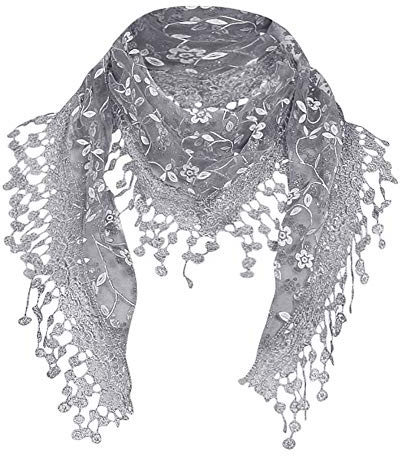 Modaworld Seiden-Tuch im Blümchen Design Hochwertiger Schal für Damen Mädchen Halstuch Umschlagstuch Loop weicher für Frühjahr Sommer Herbst Winter