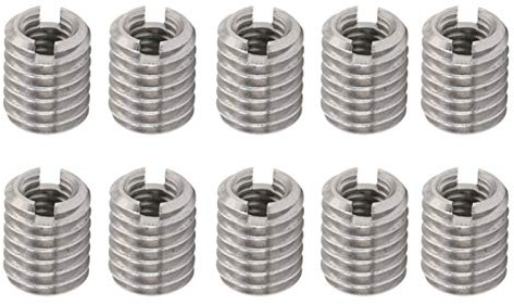 Lot de 10 inserts filetés, adaptateur fileté en acier inoxydable 303 douille filetée Outil de réparation de filetage intérieur métrique kit de réduction de filetage (M3*0.5-M5*0.8-L6MM)