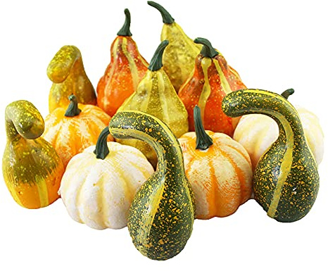 12Pcs Artificial Pumpkins and Gourds Lifelike Simulation Fake Vegetables for Decorating Fall Craft Thanksgiving Wedding Centerpieces Home Party Decor,Autumn Halloween Christmas Decorations (#1)