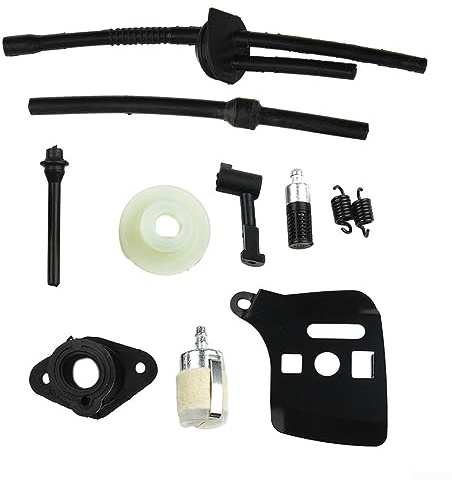 DAZZLEEX Pacchetto Manutenzione Motosega, Tubo Carburante, Filtro Olio, Ingranaggio a Vite Senza Fine - Pezzi di Ricambio per Motosega 2500 25cc