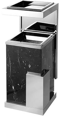 Pattumiera da cucina Pattumiera in Marmo di Lusso Leggero nel Centro Commerciale Hall dell'Hotel Ascensore Ingresso Pattumiera Verticale in Acciaio Inossidabile con posacenere, 12L Home Office - Detie