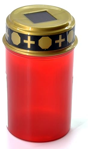 HAC24 Luz LED solar para tumbas con sensor crepuscular, vela para tumba, decoración para tumba, lámpara de cementerio, decoración para tumbas