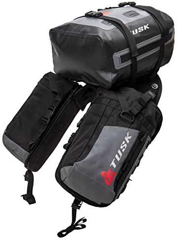 TUSK Excursion Rackless Luggage System w/Small Dry Duffel Tail Bag Standard Heat Shield Black/Grey