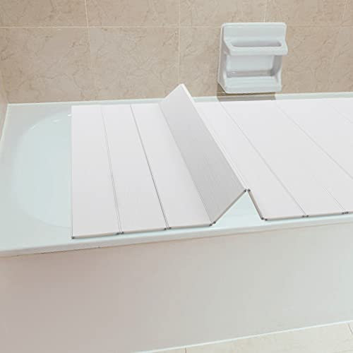 Badewanne Abdeckung, Faltbare Badewanne Brett, wasserdichte, Staubdichte Badewanne Tablett, PVC Badewannenbretter, langlebige Isolierplatte für Haus, Badezimmer, Spa 75 * 170 * 0.65cm Weiß