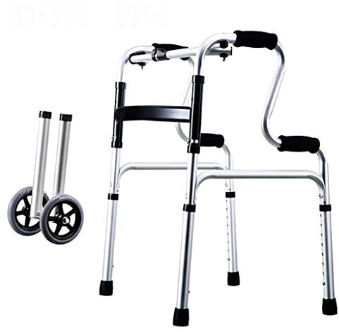 Folding Mobility Walking Aid med 2 hjul/Folding Mobility Aluminium gångstativ/Lättviktsrullator med äldre assisterad/underbens träningsrollator vision