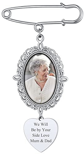 Supcare Foto Brosche Damen Personalisierte Broschennadeln Silber Oval Bild Anhänger mit Gravur Herz Memorial Anstecknadeln Custom Anstecker Charme Photo DIY Pins Clip Zubehör Modeschmuck für Hochzeit