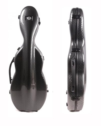YoungMonic 4/4 Violinenkoffer in voller Größe, Carbonfaser, gestreift oder gebürstet, leicht, bunt, mit starkem Gurt, Geigentasche (Black Stripe)