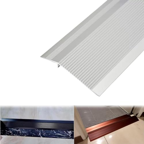 KGAILL Übergangsschiene Aluminiumprofil 8mm/40mm Bodenübergangsstreifen, Boden&Teppich Laminat Übergangsprofil Abdeckleiste Wasserdicht Breite 10cm (Color : Silver white, Size : 100CM-3.3ft)