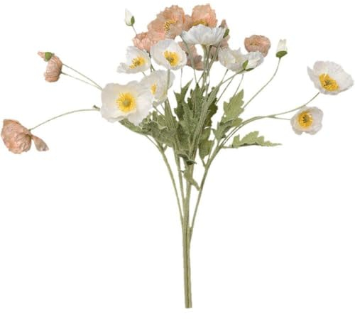 Tsffae 10 Stücke Gefälschte Mohn Simulation Seidenblumen Künstliche Blumen Gartentisch DIY Party Hochzeit Brautstrauß Dekor Ornamente