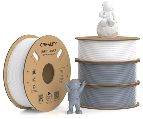 Creality Hyper PLA Filament 1.75mm, 30-600mm/s High Speed 3D Printer Filament, Dimensional Accuracy +/-0.02mm, Fit Most FDM 3D Printers, 4 Pack 1kg Spool(2.2lbs), White & Grey