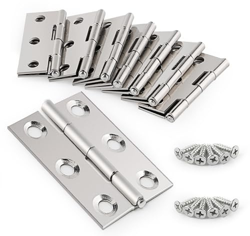 Anstore 20er Set Scharniere Klappbar 44x32x1mm, Silberne Türscharniere | 20er Set kleine Edelstahl-Scharniere mit 6-Loch-Design. Rostfrei & stabil, inklusive 120 passende Schrauben.