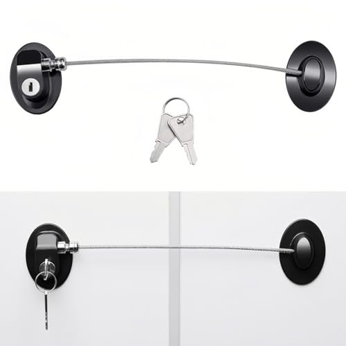 Kühlschrank Schloss, Kühlschrankschloss Ohne Bohren, Kindersicherung Schrank, Geeignet für Kühlschränke, Waschmaschinen, Schiebetür, Kleiderschränke, Toiletten, Weinkühler, Fenster, 2 Stück