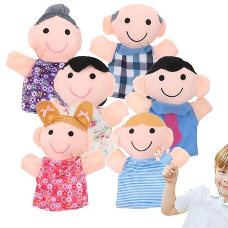 Juego De 6 Marionetas De Dedo, Marionetas De Dedo Navideñas para Niños, Juego De Marionetas De Dedo para 6 Personas Miembros De La Familia, Lindas Marionetas De Terciopelo De Tela, Accesorios