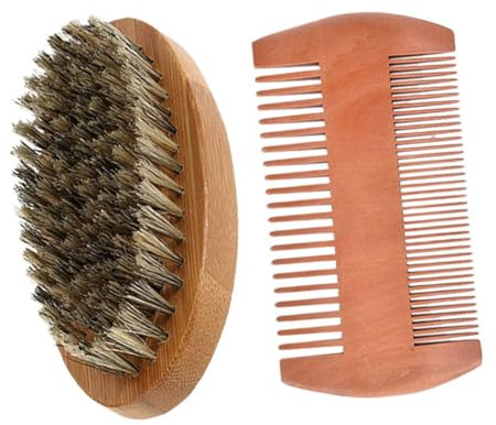 Ipetboom 1satz Bartpflege Mit Holz-kamm Und Wildschweinborsten Bürste Faltbarer Taschenkamm Für Männer Pflege Und Styling-tools Für Bart Und Schnurrbart Tragbares Reise-kamm