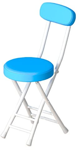 Sgabello pieghevole imbottito portatile con schienale, per scrivania, ufficio, toeletta pieghevole, sgabello rotondo imbottito, blu