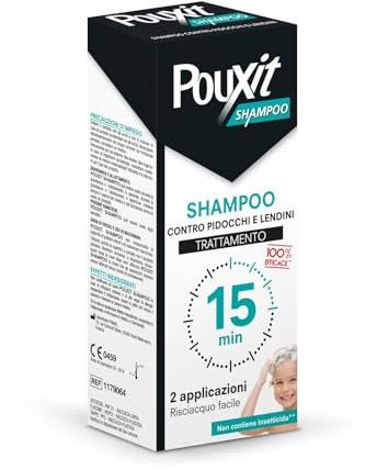 Pouxit Shampoo, Shampoo Pidocchi e Lendini, Azione 2 in 1, Senza Insetticidi, 200 ml