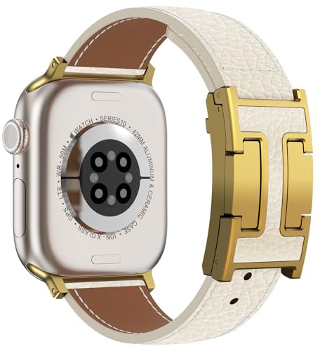 CHANCHY Lederarmband für Apple Watch armband 42mm 41mm 40mm 38mm 44mm 45mm 46mm,Ersatzarmband aus echtem Leder für iWatch SE 3 2 1/Series 11 10 9 8 7 6 5 4 3 2 1