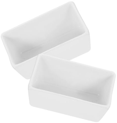 TOPPERFUN Soportes De Cerámica Para Sobres De Azúcar Cuadrado 170ml 2 Piezas, Organizador De Bolsitas De Té Resistente y Multifuncional Para Estación De Café y Mesa, Color Blanco Porcelana