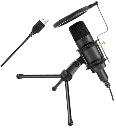 DIYEAH Microfono Condensatore USB per Microfono da Gioco Riduzione del Rumore Set di Microfoni per Lezioni e Trasmissioni in Diretta
