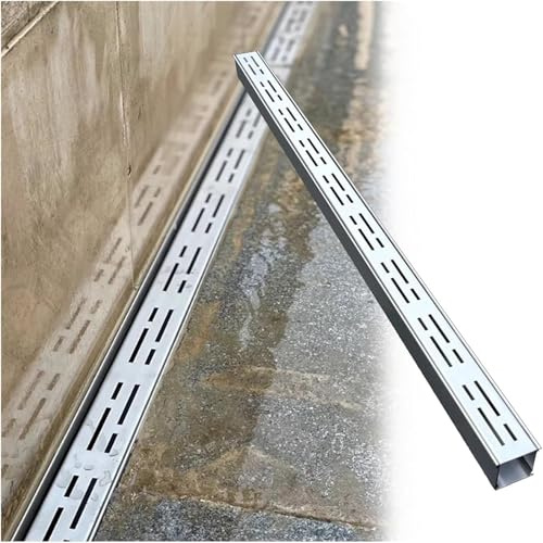 Piccolo Canaletta Scolo Acqua Piovana Acciaio Inox 304, Scarico A Canale Sottile per Esterni Include Copertura per Grondaia E Griglie per Vialetti Bagni Giardini Patii E Cucine(15x4cm/6x1.6in)