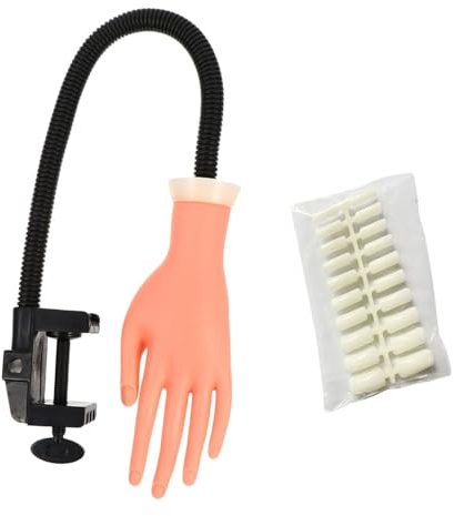 PENIKOKO Modèle Main en Plastique Orange pour Entraînement Manucure avec Ongles D'entraînement Flexibles, Haute Simulation, Léger et Pratique pour Débutants et Artistes Salon
