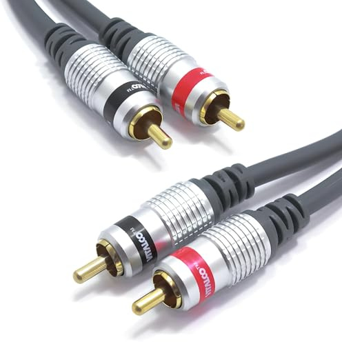 VITALCO - 2 x Chinch Stecker zu 2 x Cinch Stecker Stereo RCA - TV, Audio Kabel, Verlängerung - für Verlustfreie, Klare Signalübertragung, für Hi-Fi-Anlagen, Heimkinos, Spielkonsolen und mehr - 0,25m