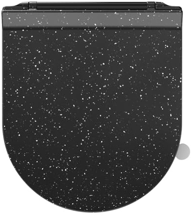 SREWOHS PRO Abattant WC Ultra-mince Forme D, Lunette de Toilette avec Frein de Chute, Siège de toilette en Urée-formaldéhyde avec fonction détachable, Marbre noir, 42,5 * 36,2 cm