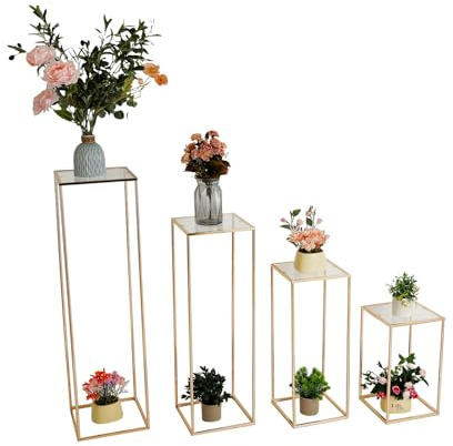 Cachpib 4 Pack Wedding Flower Stand Metal Vase Column Stand for Weddings, Parties, Events, Elegant Flower and Centerpiece Tables, Versatile Decorative Displays