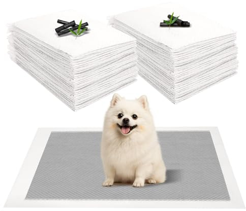JANUIXCO 40 Stück Welpen Unterlagen - 60 × 60 cm PIPI Matten für Hunde mit Kohlenstoff zur Geruchskontrolle - Wickelunterlage Einweg für Kranke und Inkontinente Tiere
