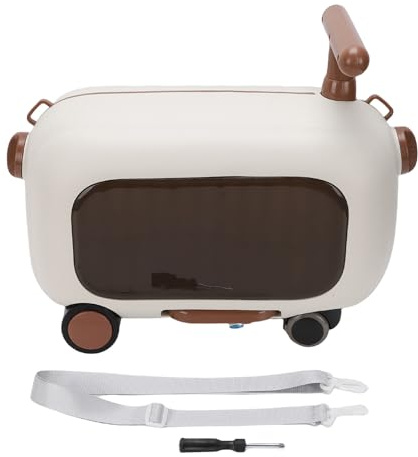 Yechiry Kinderkoffer zum Draufsitzen, Pp-Abs-Koffer mit Großem Fassungsvermögen und 90° Klappbaren Pedalen und Rädern, Multifunktionales, Leichtes, Befahrbares Kleinkindgepäck (Brown)