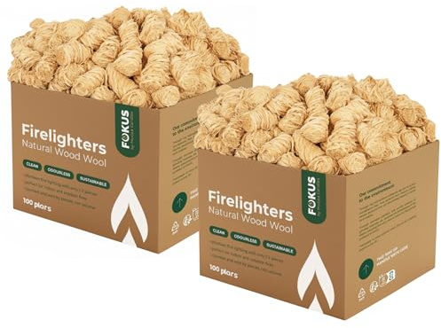Horeca Candles - Wood Wool Fire Starter for Camping, Stoves, Grill - Pack of 200 Natural Fire Lighters for Camp Pits, Fireplaces - Indoor & Outdoor Odorless Firelighters - Waterproof Firestarter