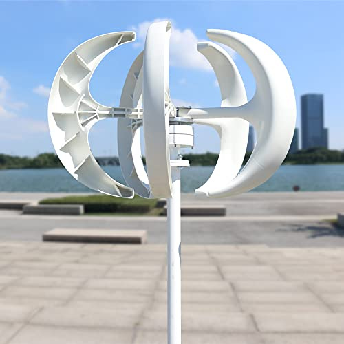 Aerogenerador Eolico Turbina de viento Vertical de 1000W, 12v, 24V, generador de viento de eje Vertical, pequeño molino de viento, energía libre con controlador de carga MPPT(Bianco,Turbine Only,24V)