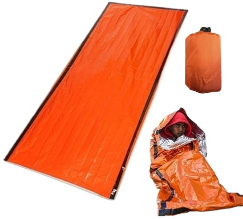 Jubepk Manta de supervivencia para dormir, manta de supervivencia, saco de dormir portátil, impermeable, equipo de techo ligero, herramientas de supervivencia multifuncionales, accesorios de camping